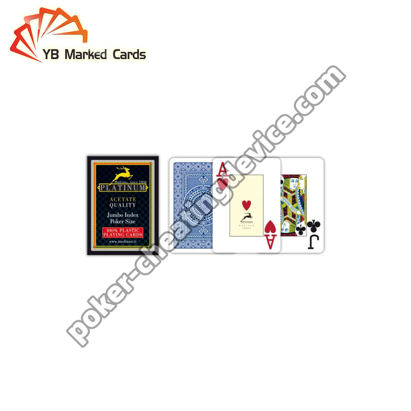 Deck de póquer de alta qualidade de acetato de platina de Modiano marcado para lentes de contato infravermelhas