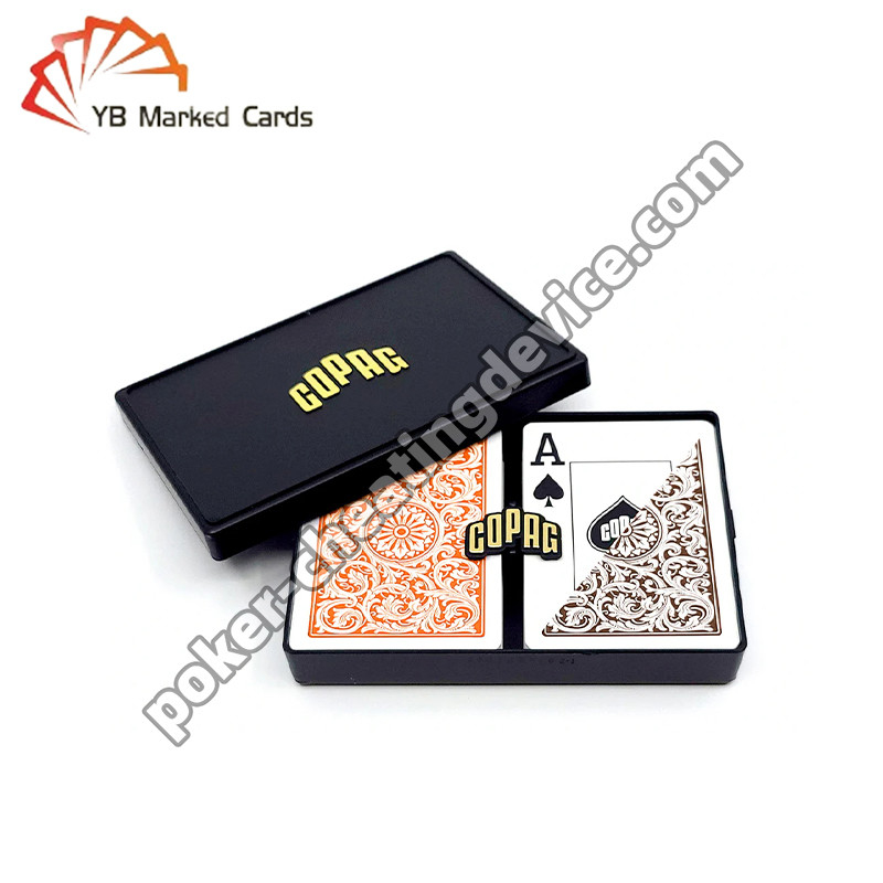 Copag Neoteric 100% de plástico com código de barras Marcado Decks Orange Brown Double Deck Set