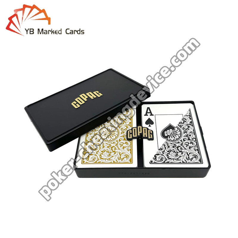 Copag 1546 100% de plástico Invisível Infravermelho Marcado Cartões Preto / Ouro Deck Set