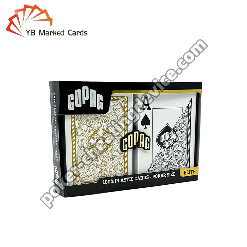 Copag Legacy Série 100% de plástico atrás marcados Cartões Set de baralho preto / ouro