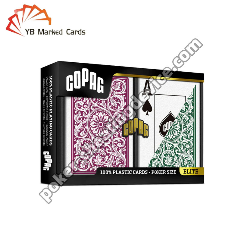 Copag 1546 Cartas de Baralho Marcadas com Código de Barras Índice Jumbo Borgonha / Verde Conjunto de Dois Baralhos