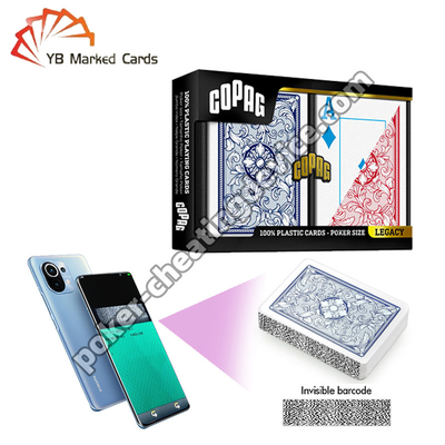 Copag Legacy 4-Color 100% de plástico barcode Cheat Decks Azul / Vermelho Double Deck