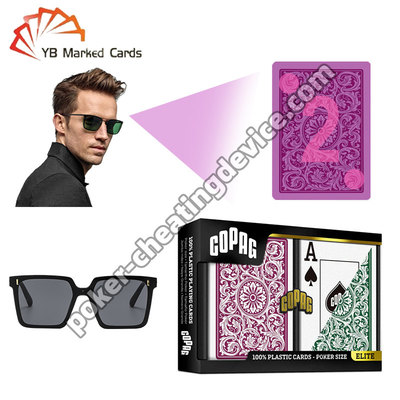 Copag 1546 100% de plástico luminoso cartões marcados Borgonha / Verde Deck Set