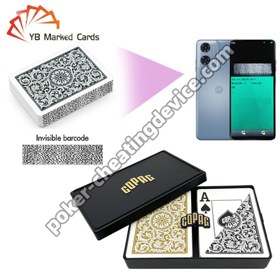 Copag 1546 100% Plástico Barcode Poker Jumbo Index Preto / Dourado Conjunto de Dois Baralhos