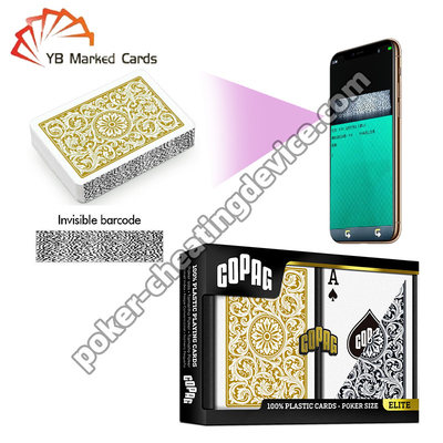 Copag 1546 100% Cartões de Código de Barras de Plástico Regular Index Preto / Ouro Duplo Deck Set