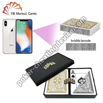 Copag Legacy Código de Barras Marcado Cartões de Poker Jumbo Index Set de Barras Duplo Preto / Ouro