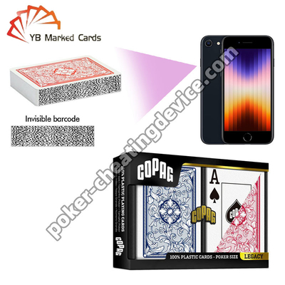 Cartões de código de barras marcados de plástico Copag Legacy Jumbo Index Red / Blue Double Deck Set